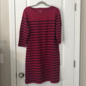 L.L. Bean 3/4 sleeve striped dress
